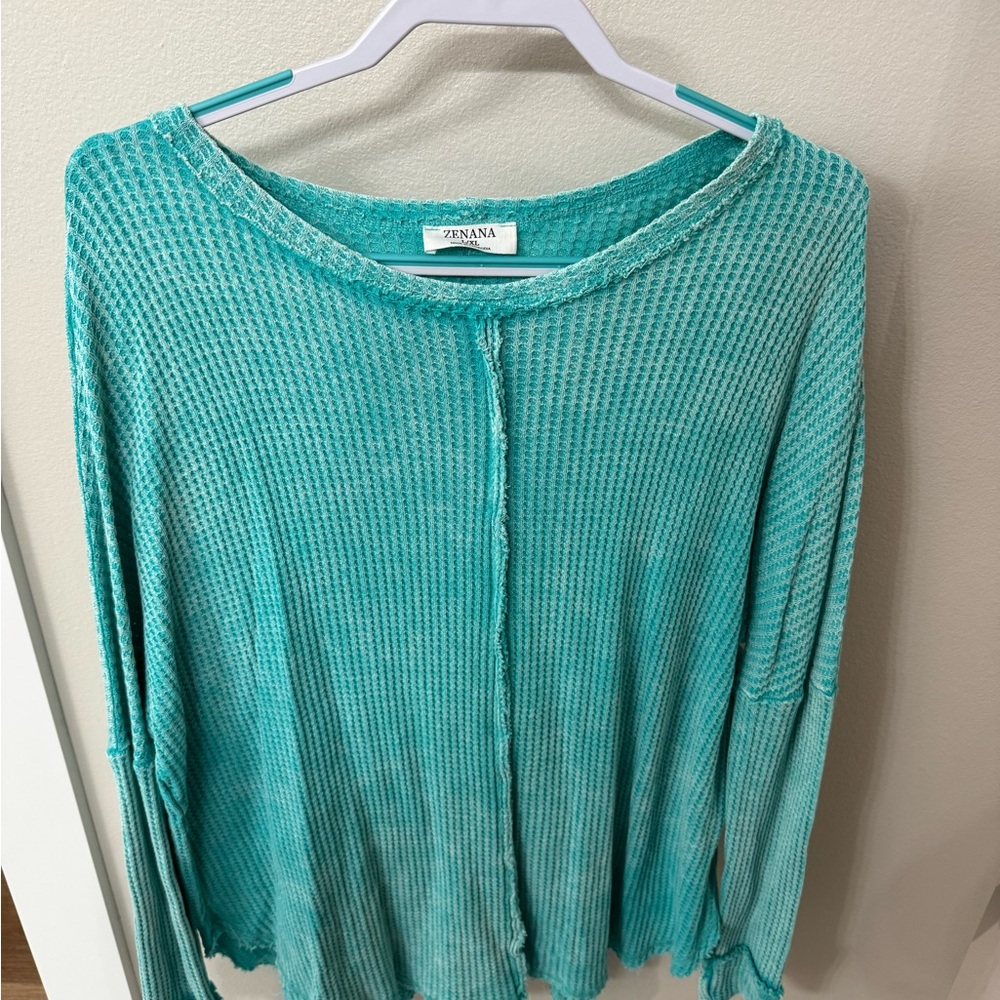 Zenana Outfitters Teal Long Sleeve Top